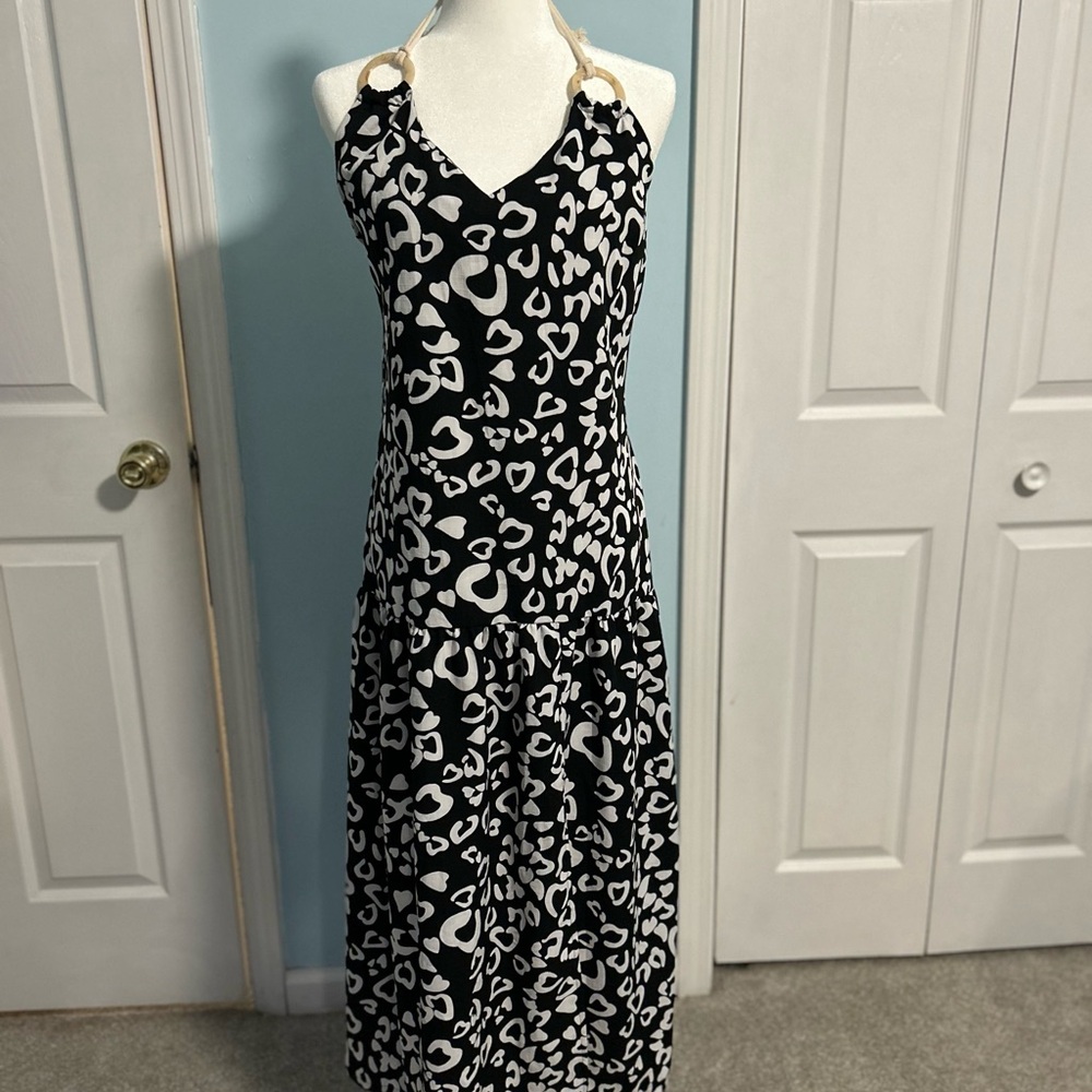Elegant Black and White Halter Dress